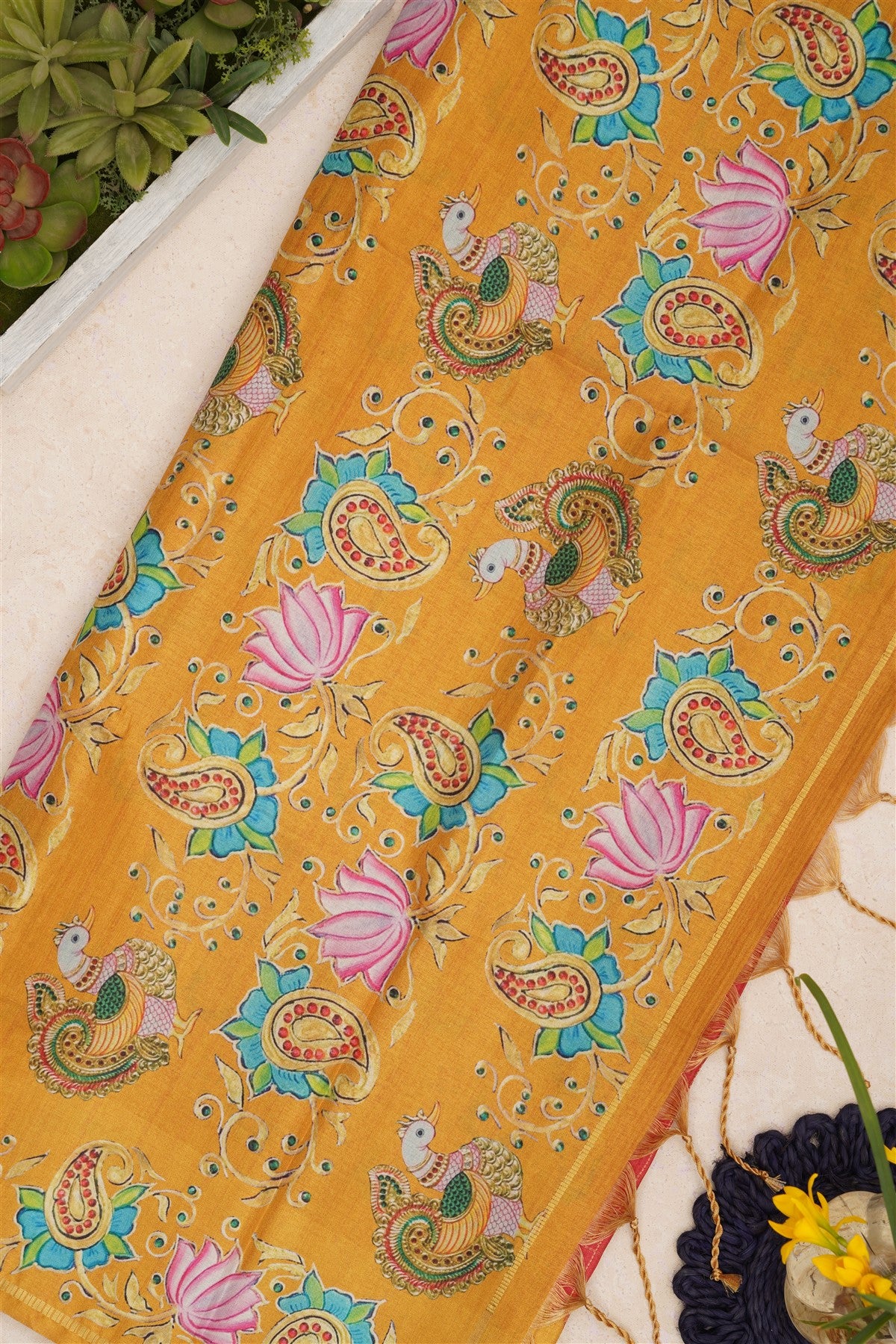 Bhagalpur Tussar Silk Pink Saree