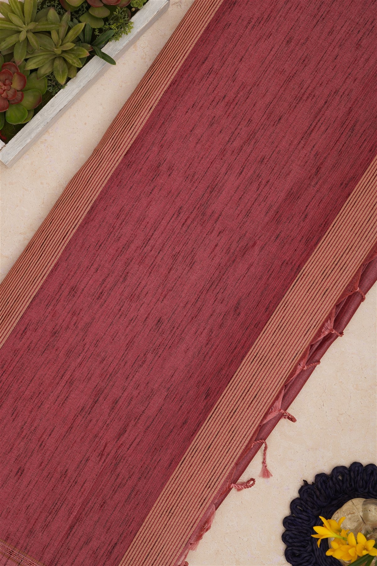 Bhagalpur Tussar Silk Dusty Pink Saree