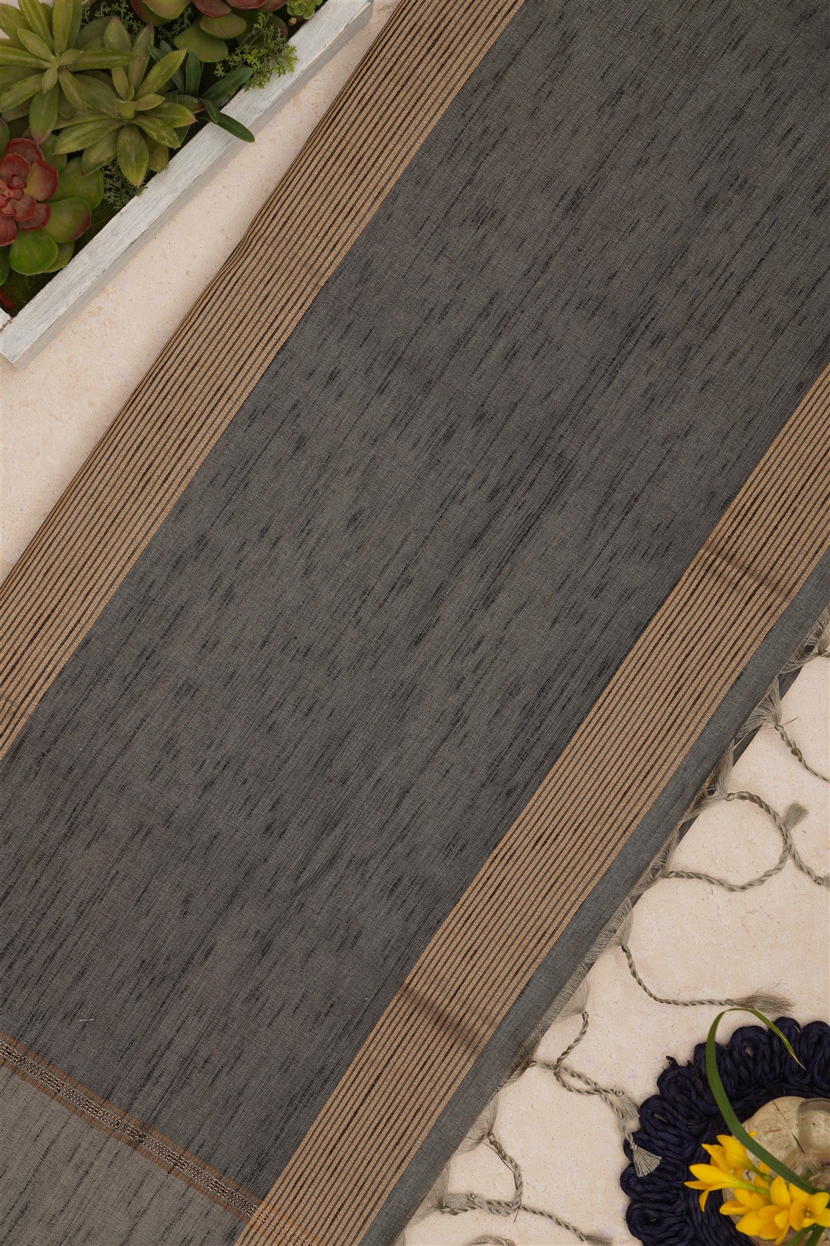 Bhagalpur Tussar Silk Grey Saree