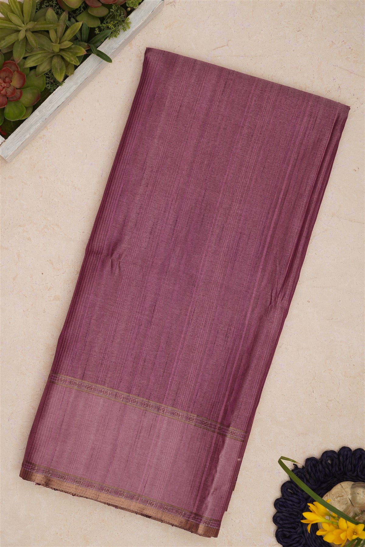 Bhagalpur Tussar Silk Purple Saree
