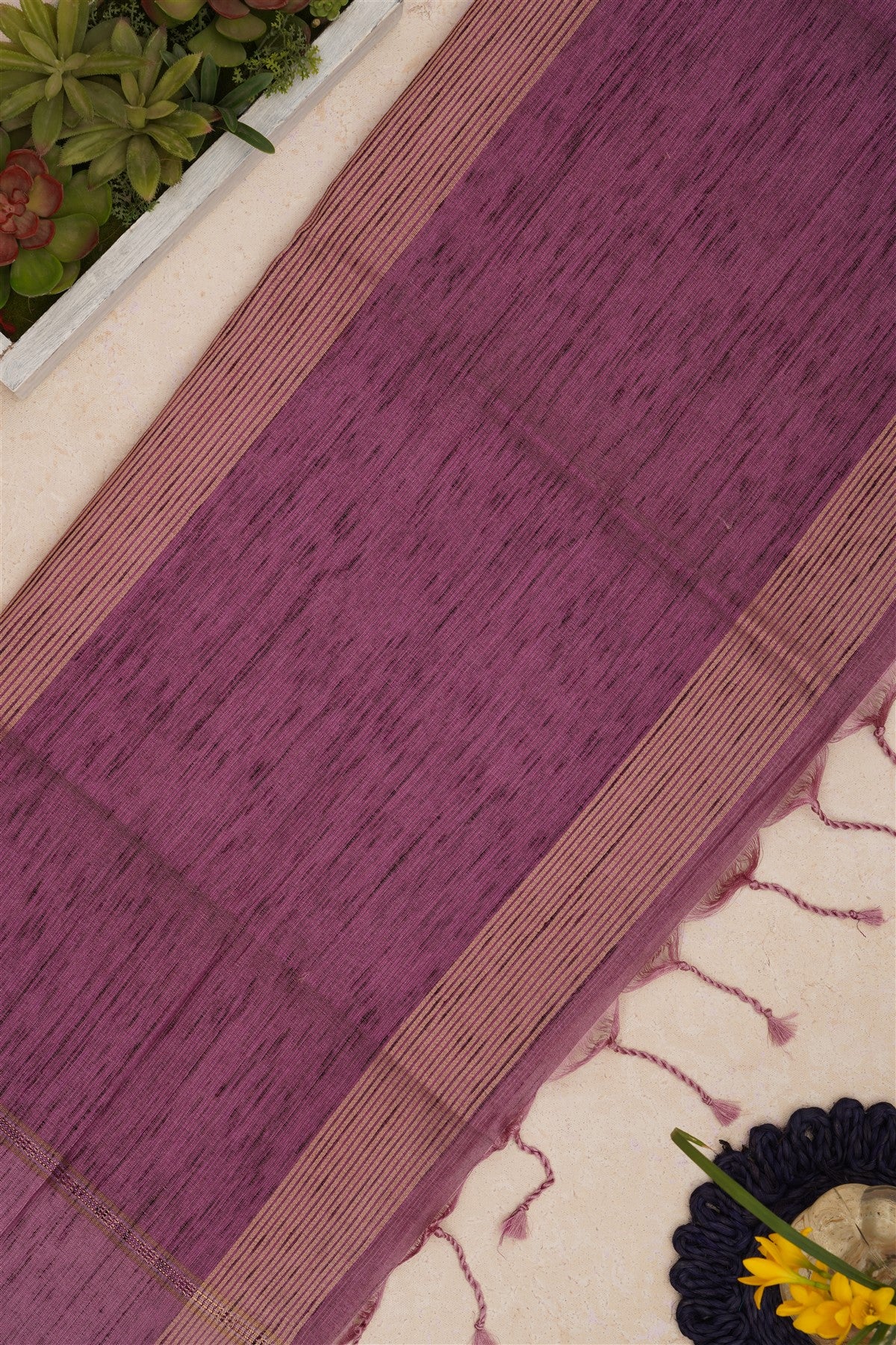 Bhagalpur Tussar Silk Purple Saree