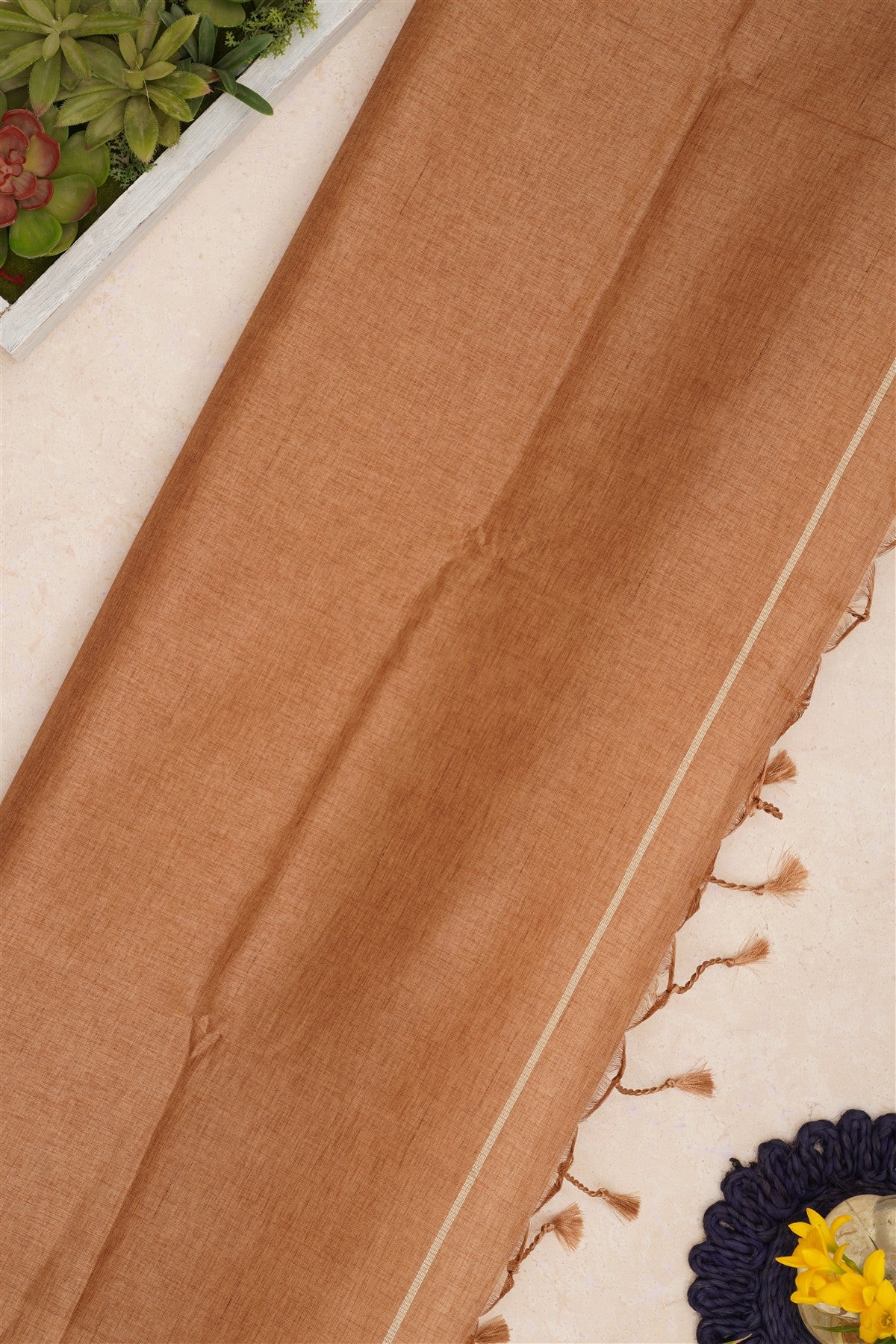 Bhagalpur Tussar Silk Beige Saree