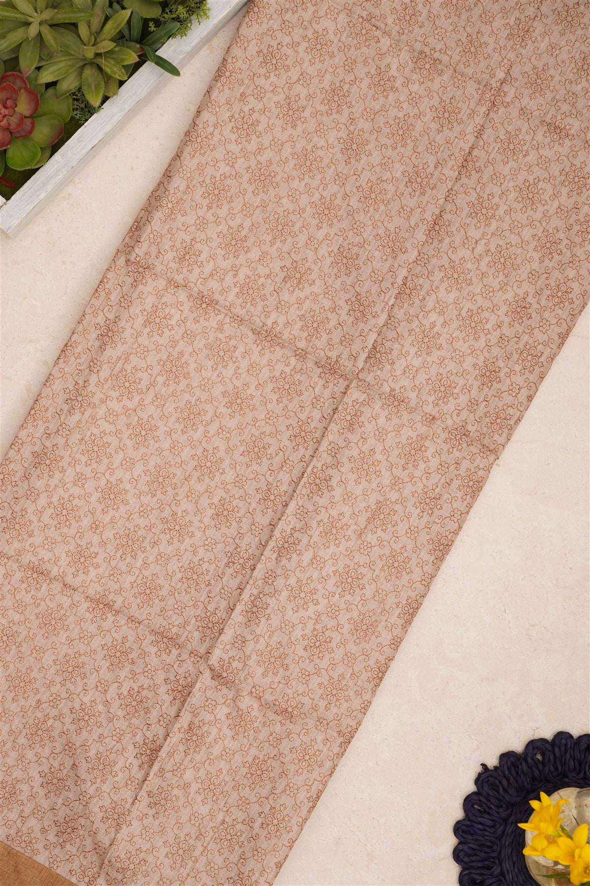 Bhagalpur Tussar Silk Beige Saree