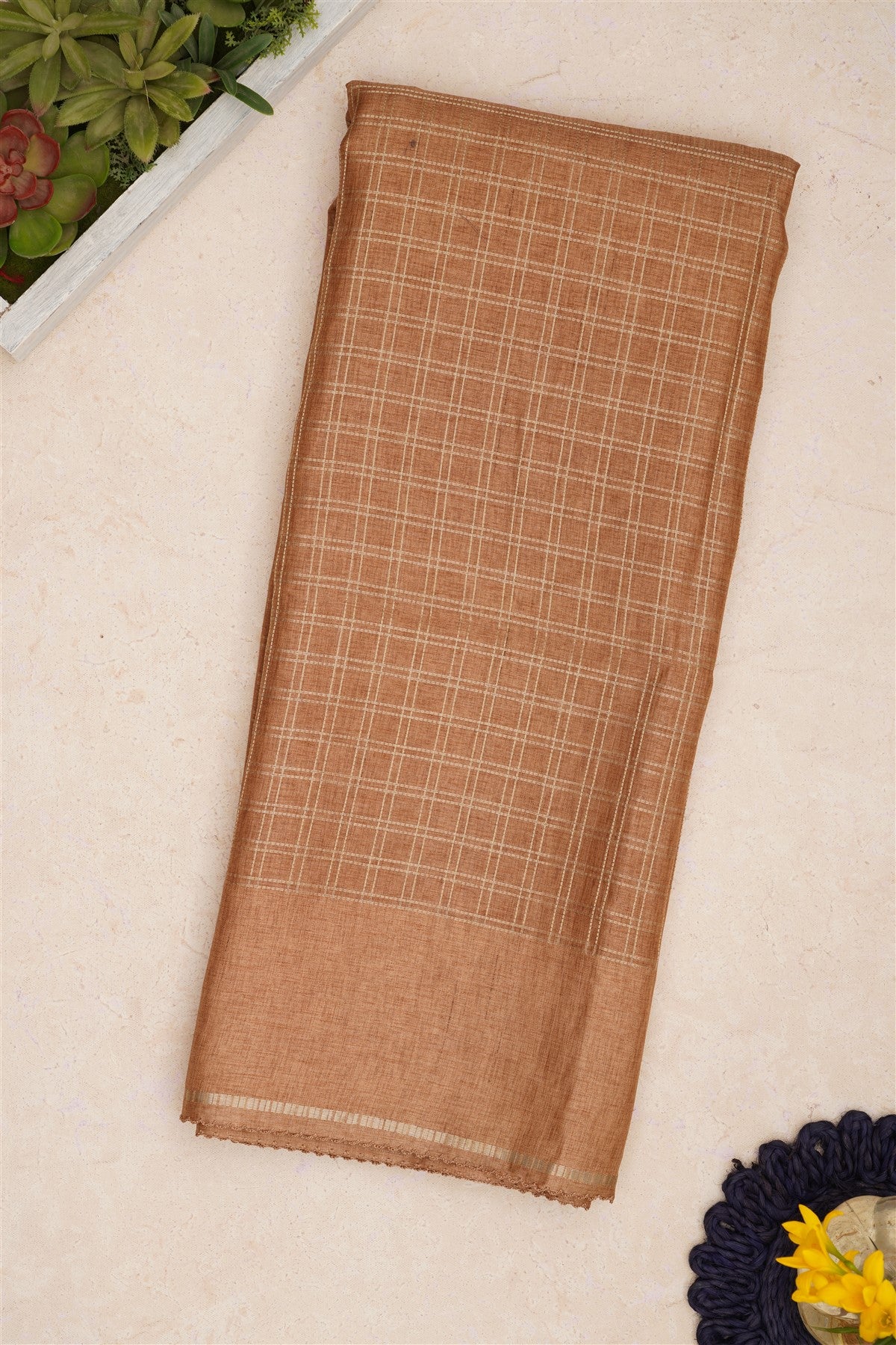 Bhagalpur Tussar Silk Beige Saree