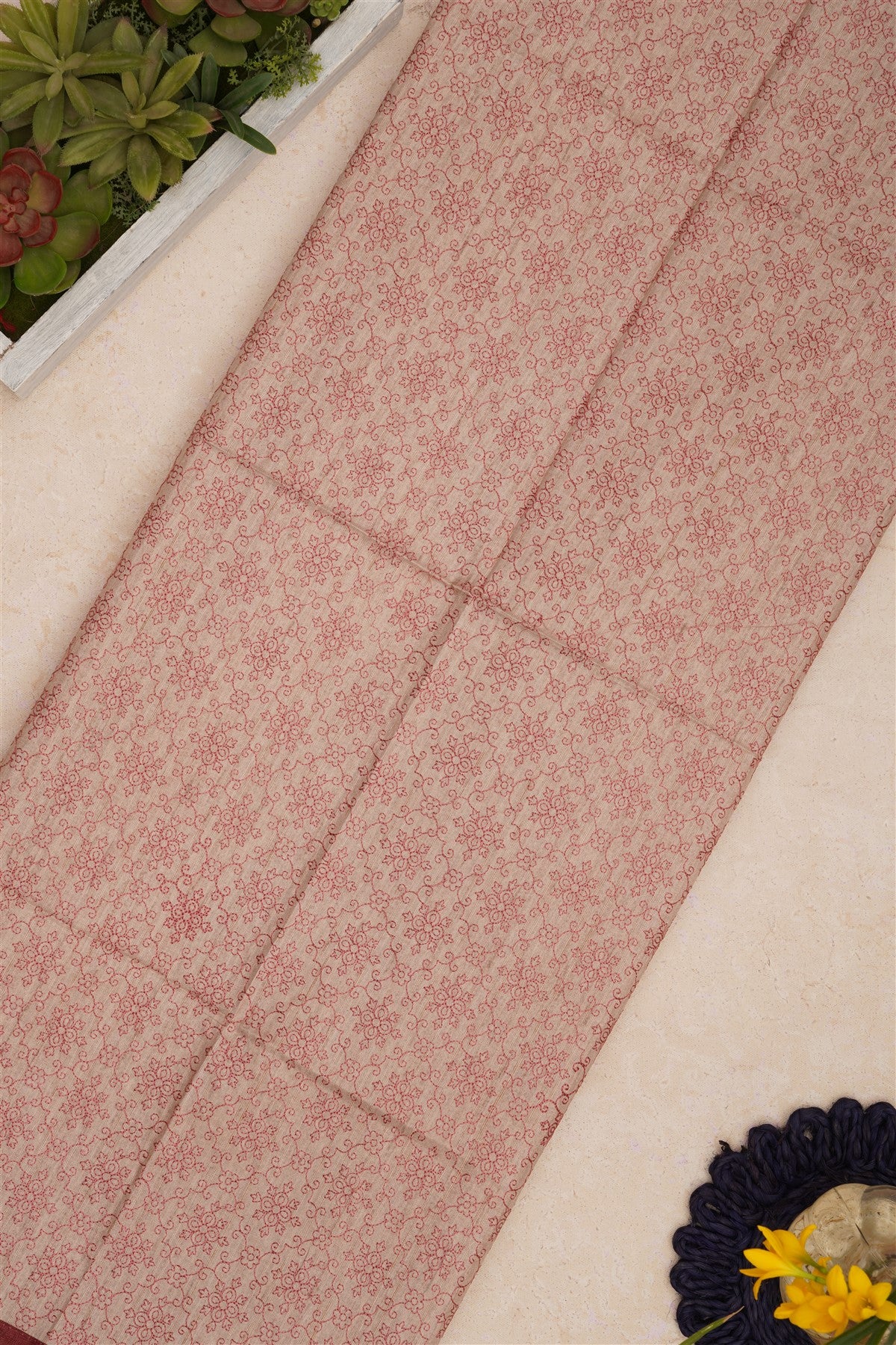 Bhagalpur Tussar Silk Brick Saree
