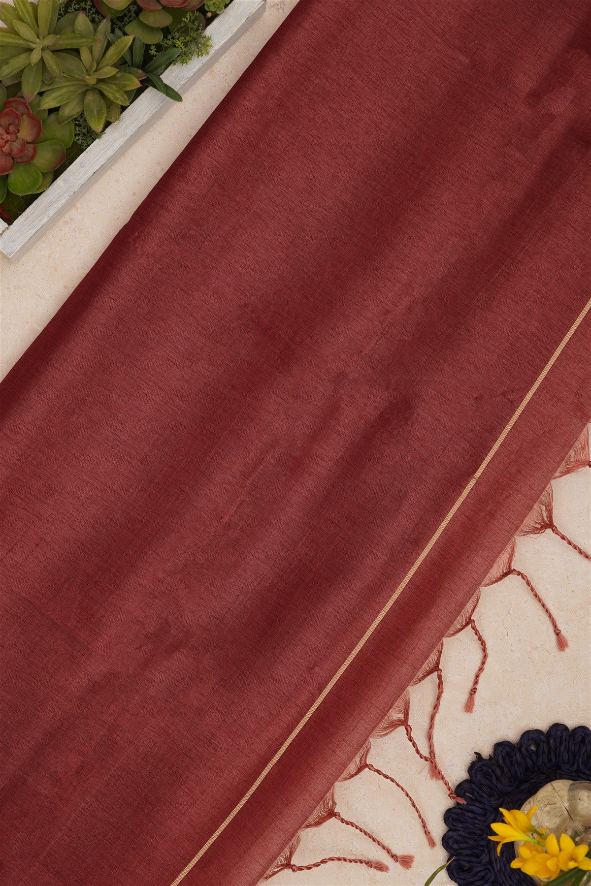Bhagalpur Tussar Silk Brick Saree