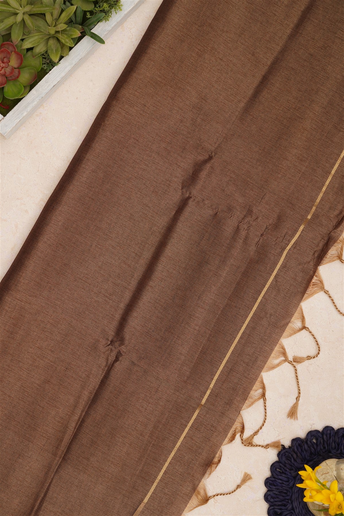 Bhagalpur Tussar Silk Light Brown Saree