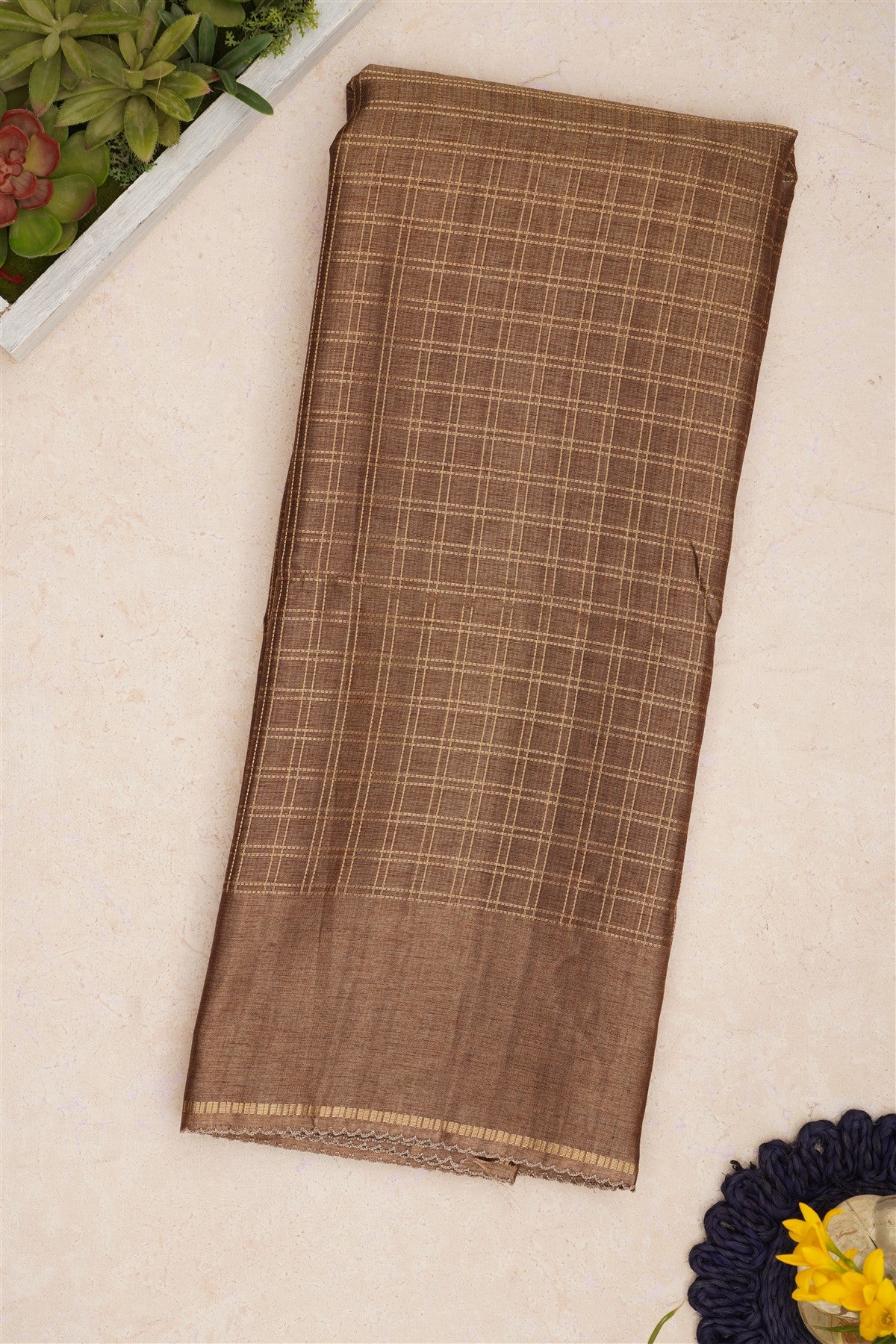 Bhagalpur Tussar Silk Light Brown Saree