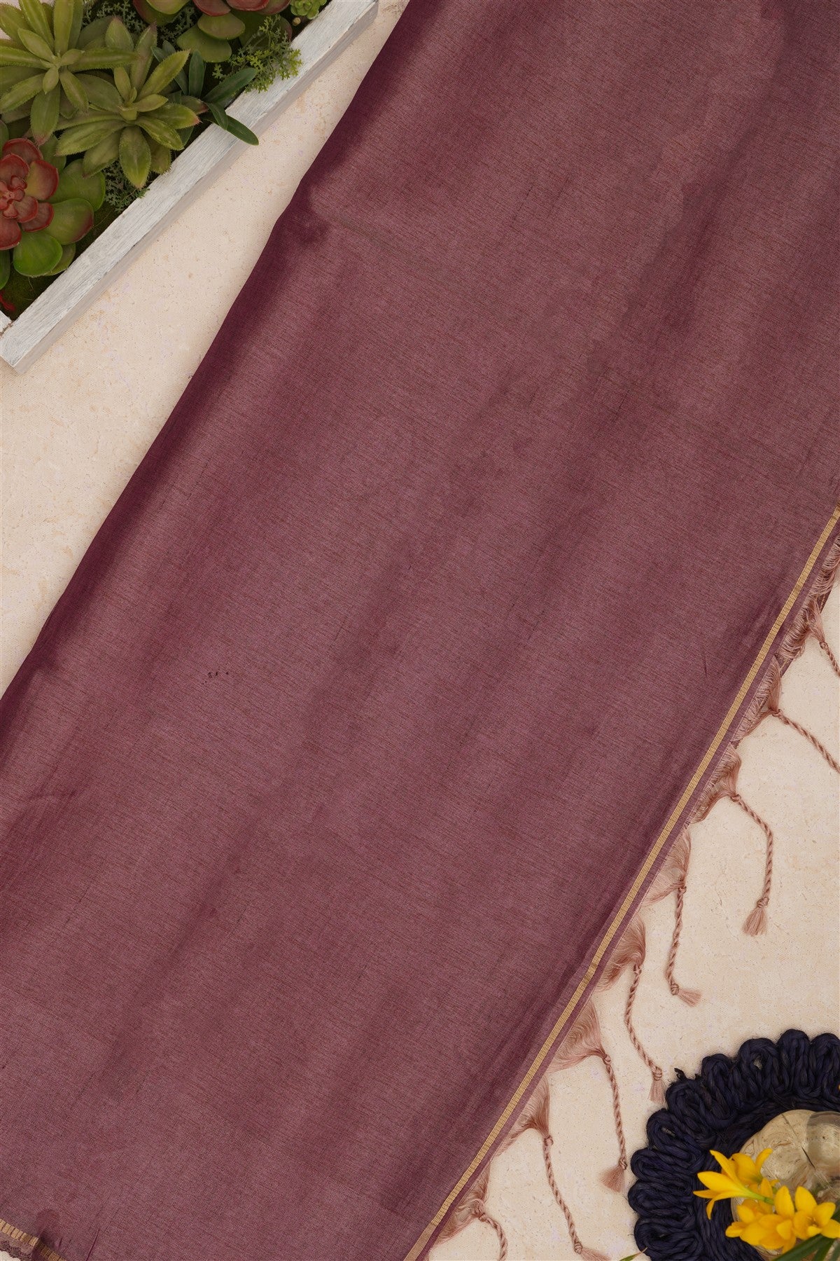 Bhagalpur Tussar Silk Purple Saree