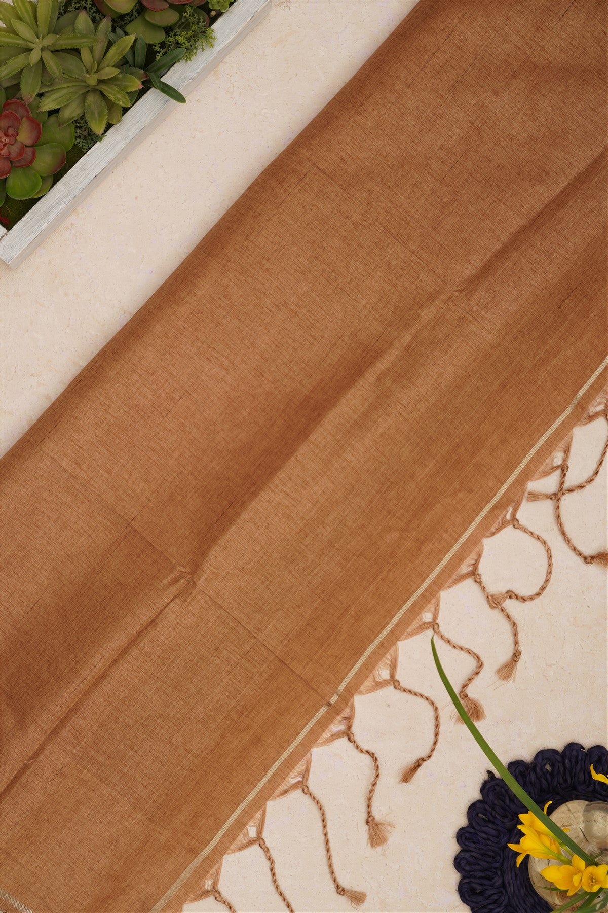 Bhagalpur Tussar Silk Beige Saree