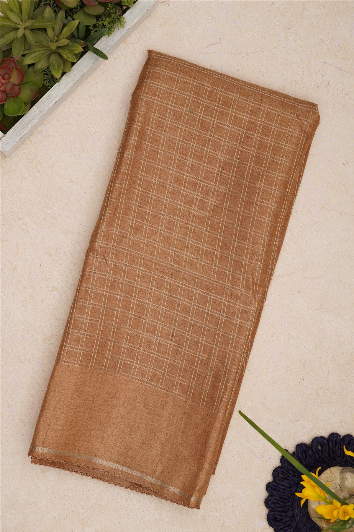 Bhagalpur Tussar Silk Beige Saree