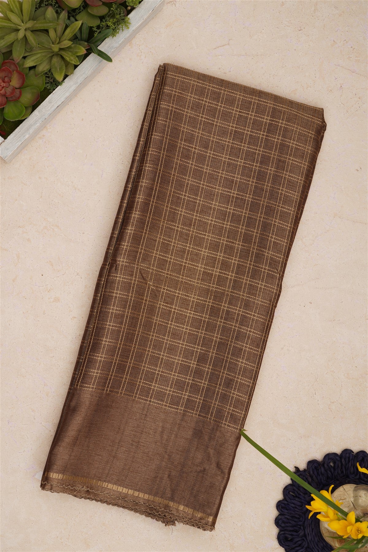 Bhagalpur Tussar Silk Light Brown Saree
