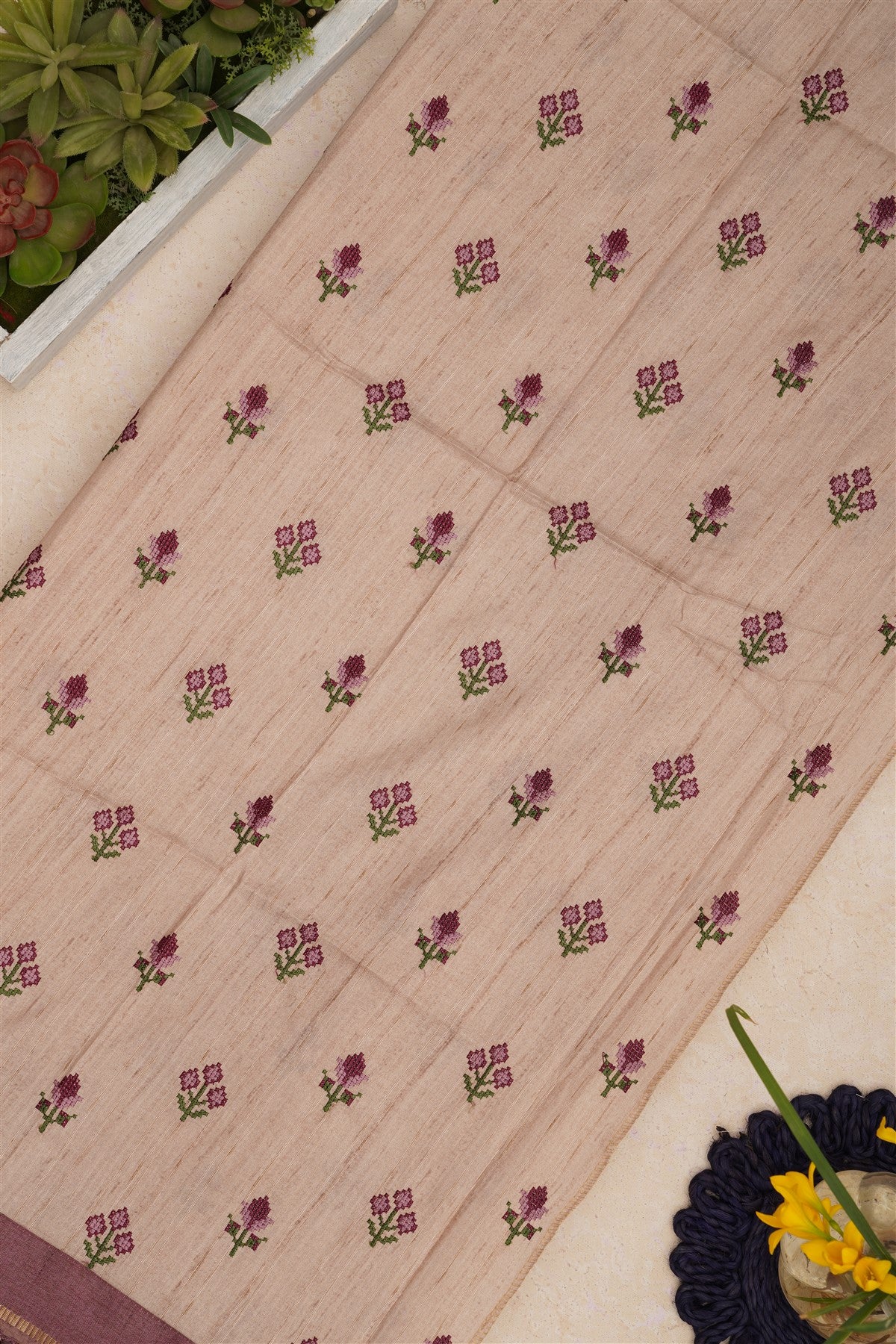 Bhagalpur Tussar Silk Light Purple Saree