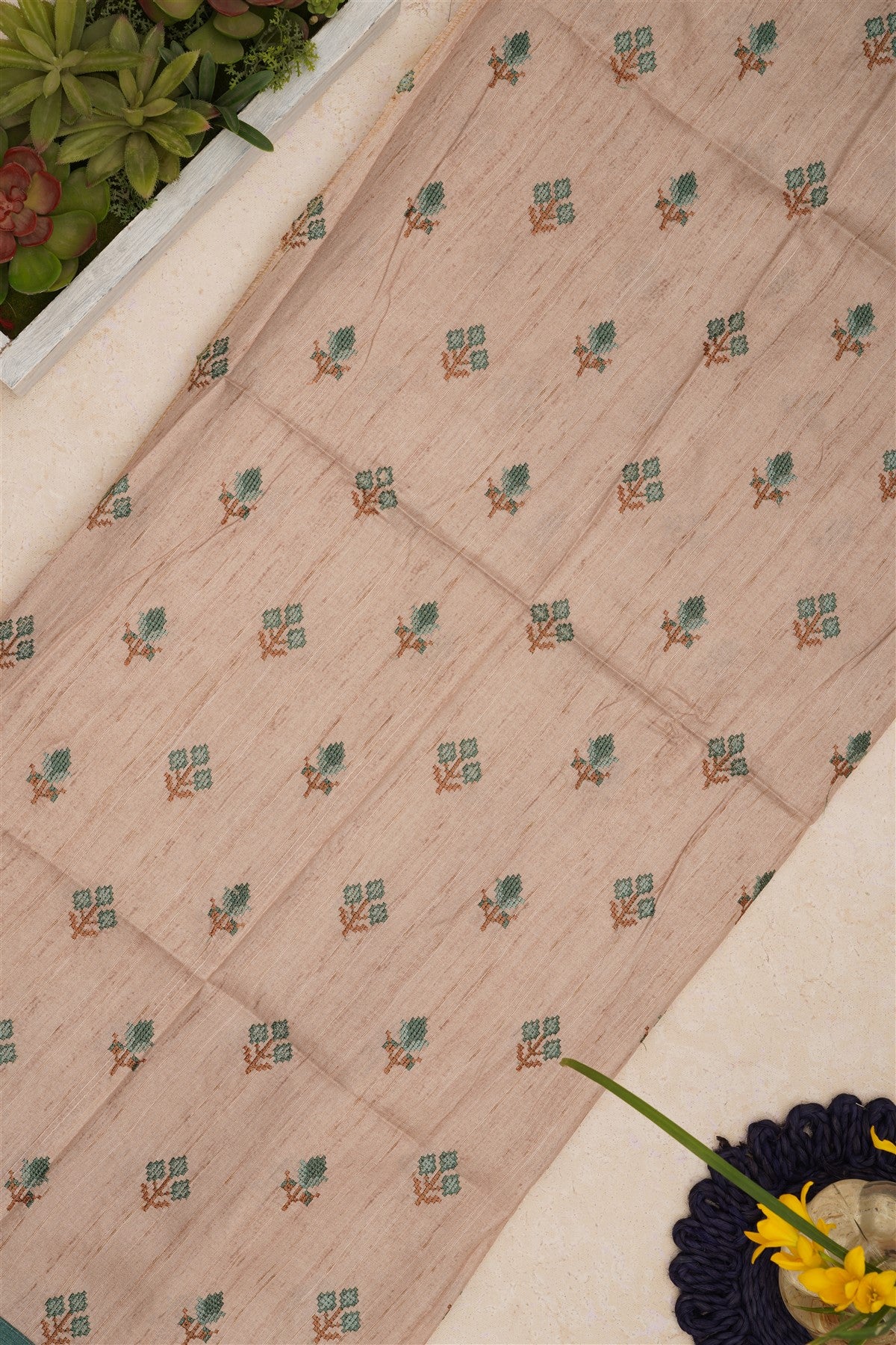 Bhagalpur Tussar Silk Sea Green Saree