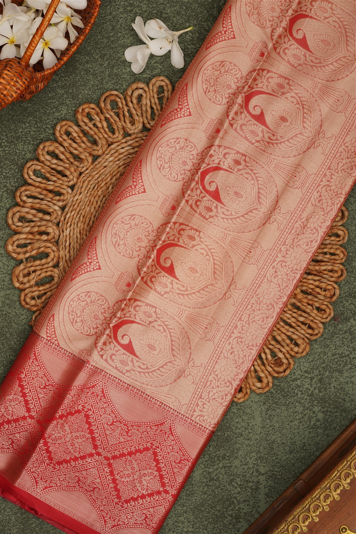 Semi Pattu Silk Blend Beige Saree