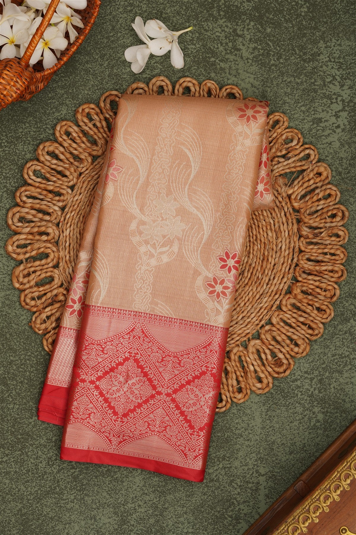 Semi Pattu Silk Blend Beige Saree