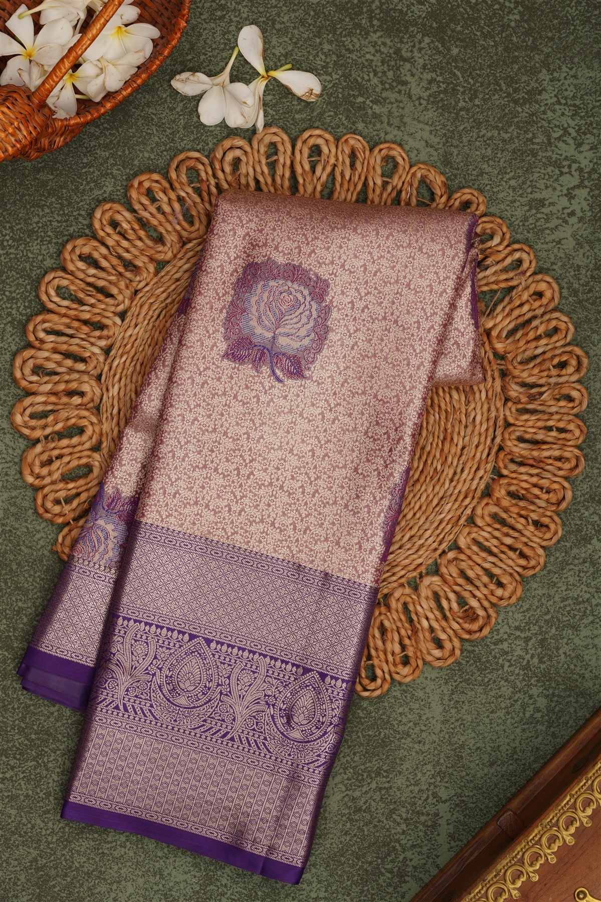 Semi Pattu Silk Blend Light Purple Saree