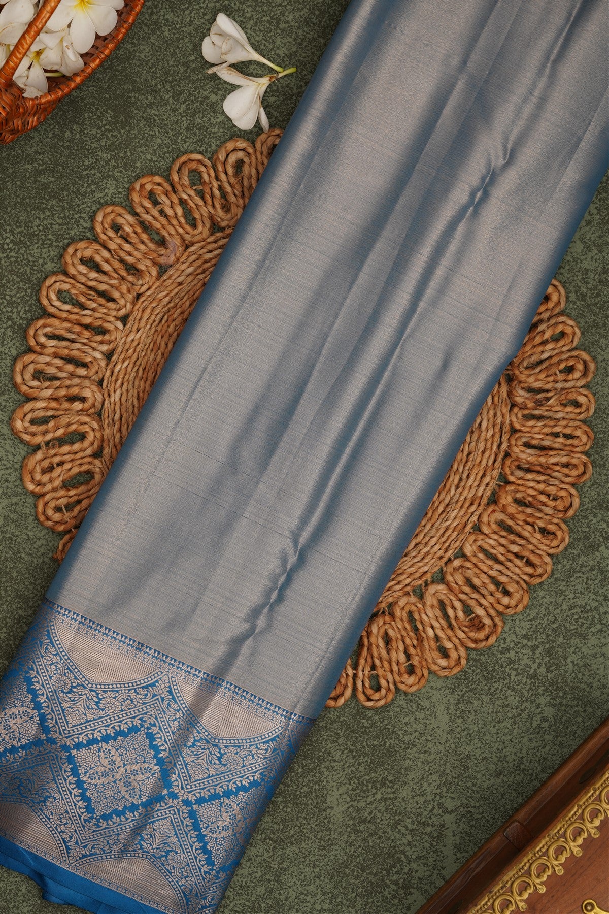 Semi Pattu Silk Blend Orange Saree