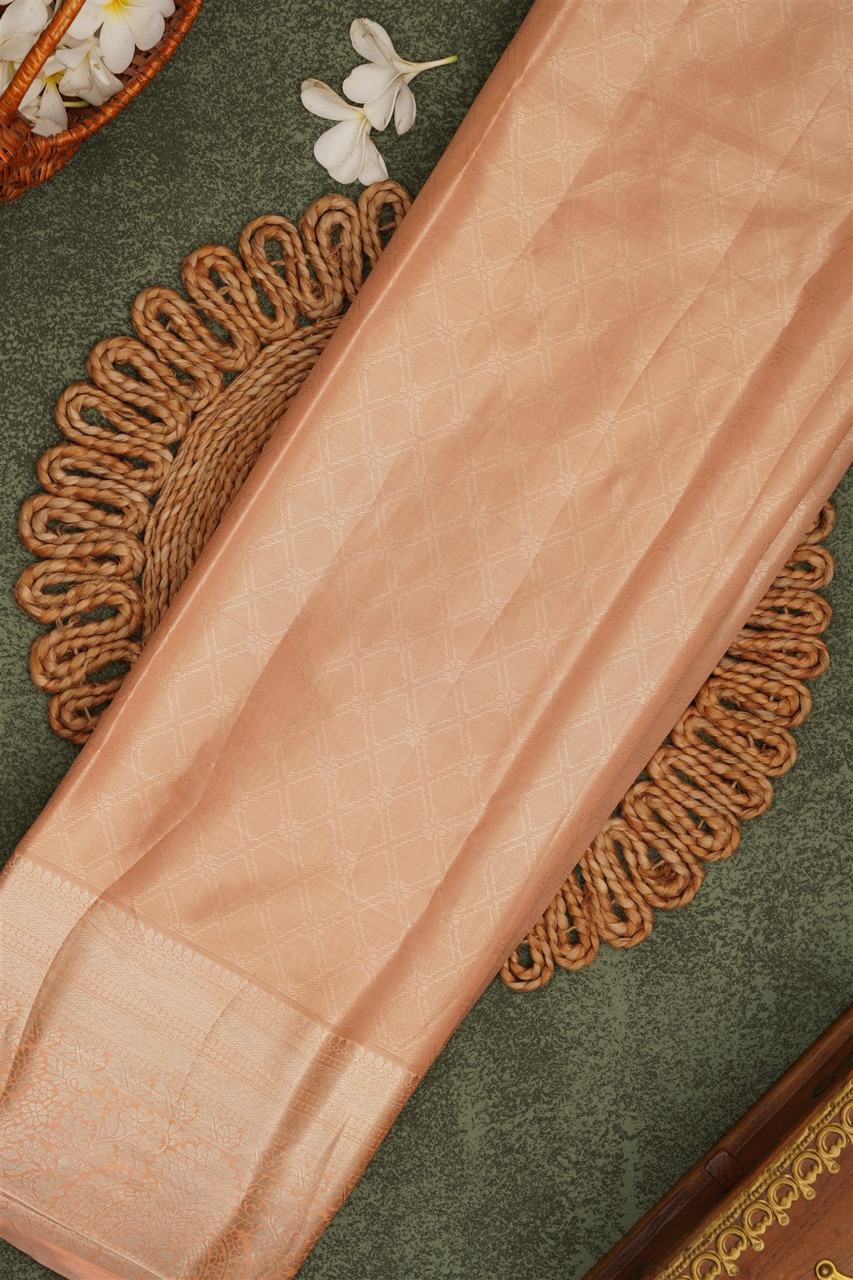Semi Pattu Silk Blend Rama Green Saree
