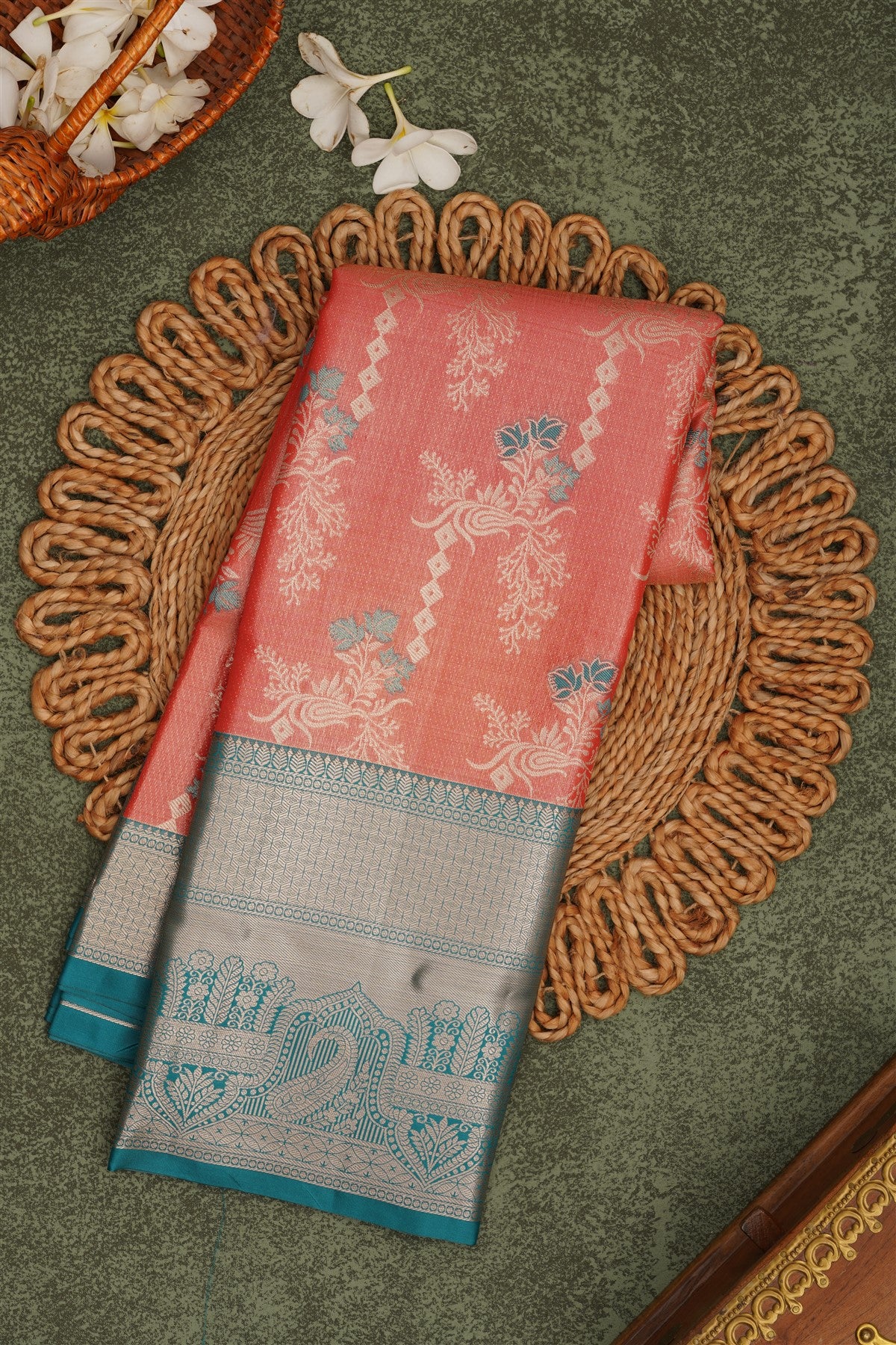 Semi Pattu Silk Blend Red Saree