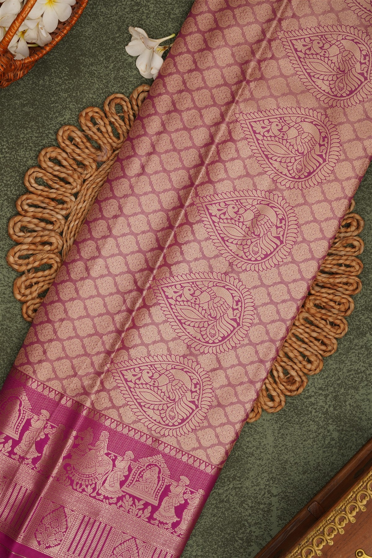 Semi Pattu Silk Blend Royal Blue Saree