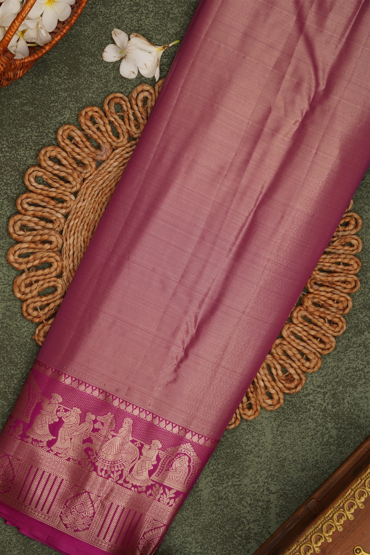 Semi Pattu Silk Blend Royal Blue Saree