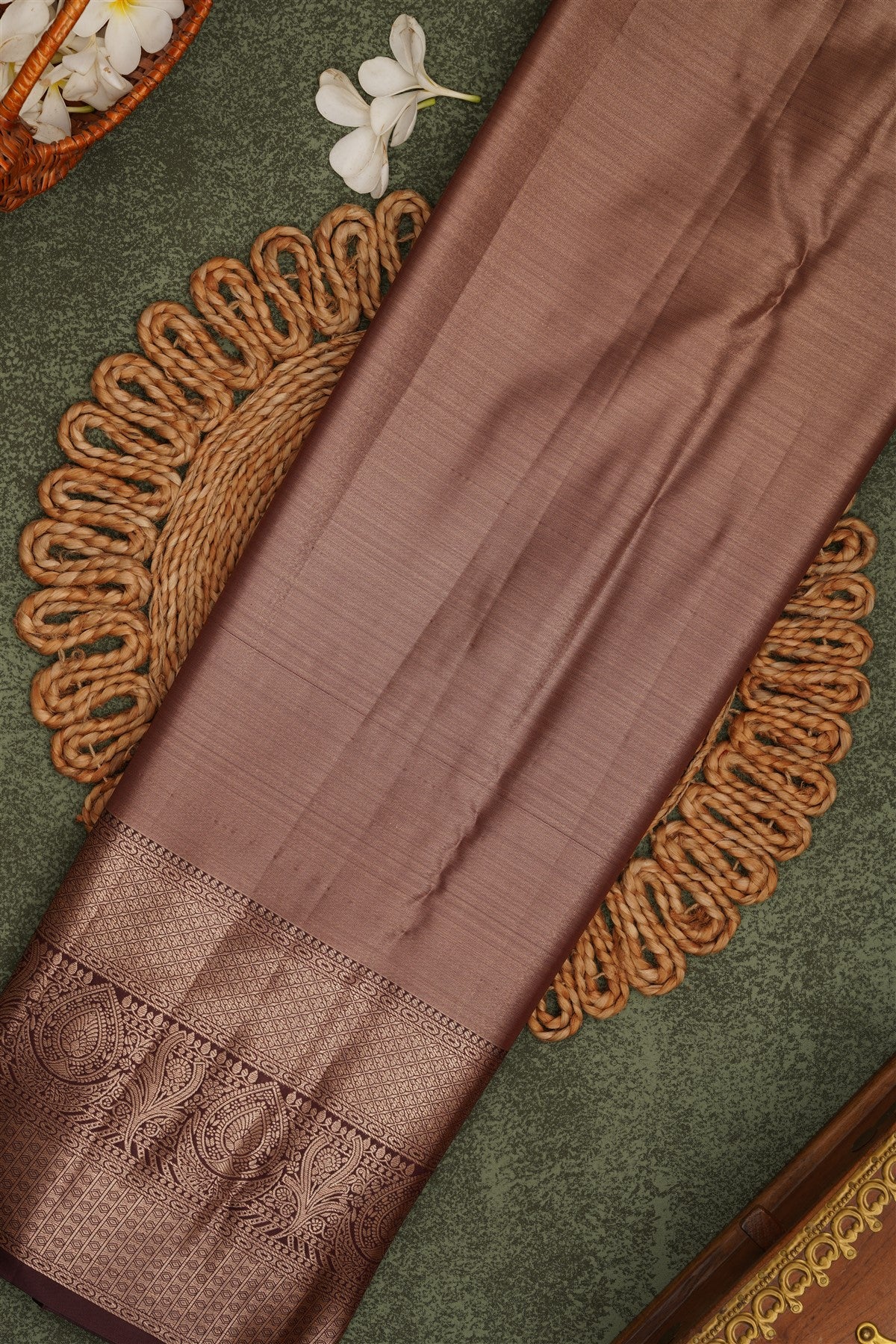 Semi Pattu Silk Blend Sea Green Saree