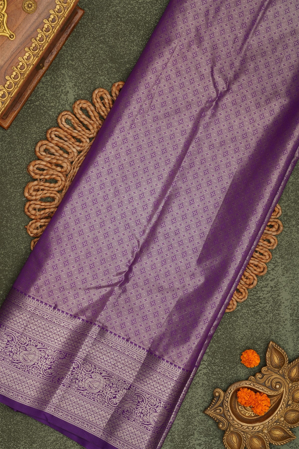 Semi Pattu Silk Blend Light Pink Saree