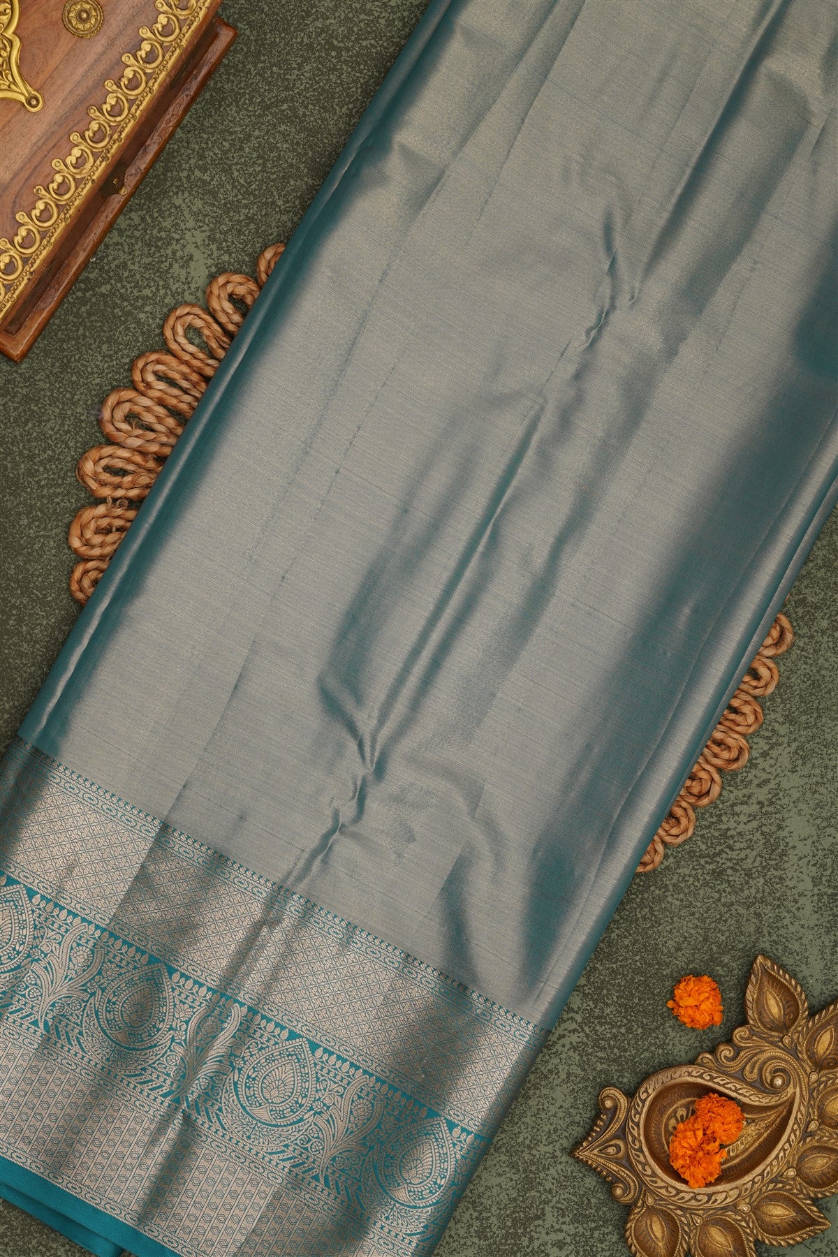 Semi Pattu Silk Blend Peach Saree