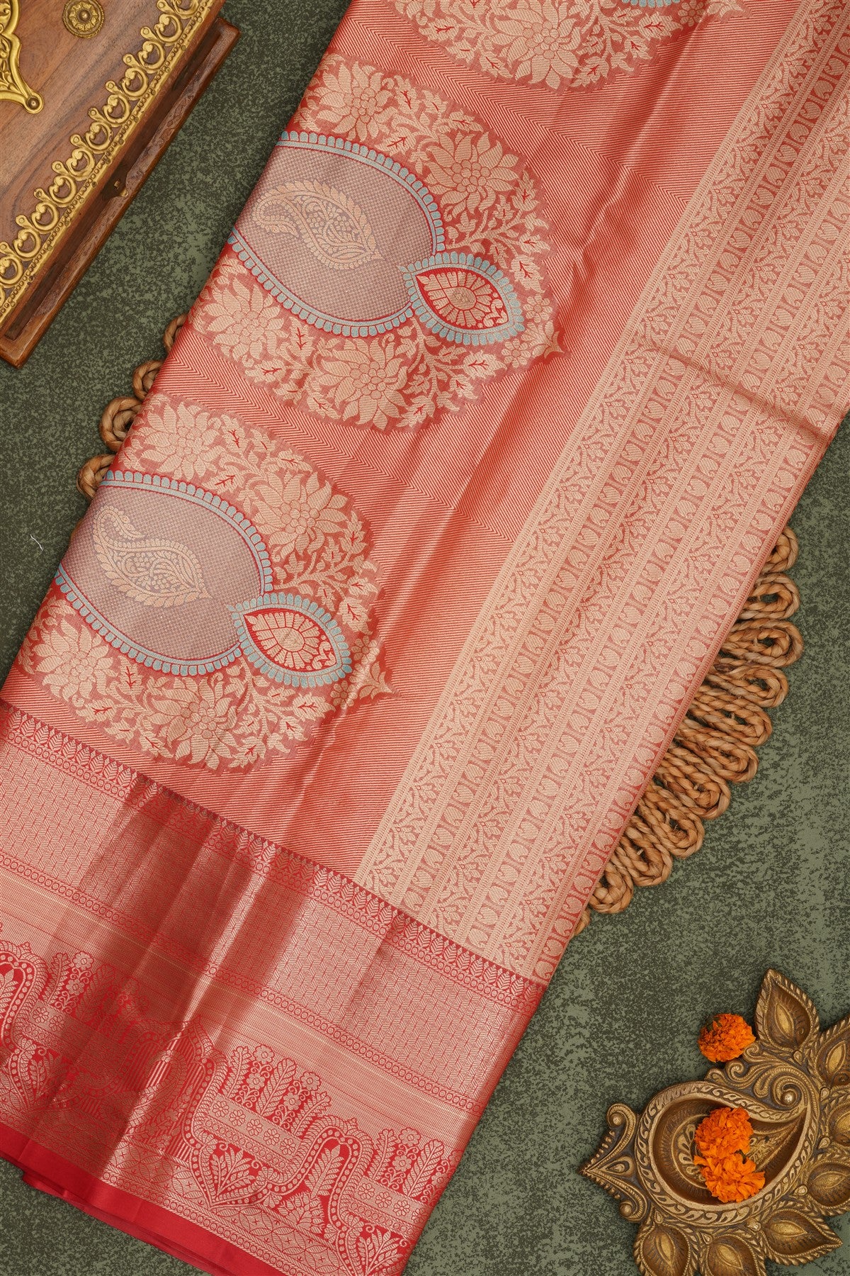 Semi Pattu Silk Blend Sea Blue Saree