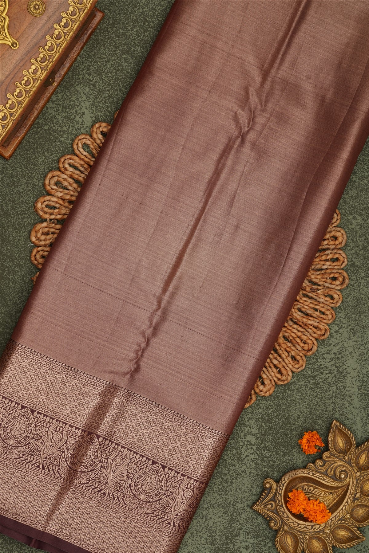 Semi Pattu Silk Blend Sea Blue Saree