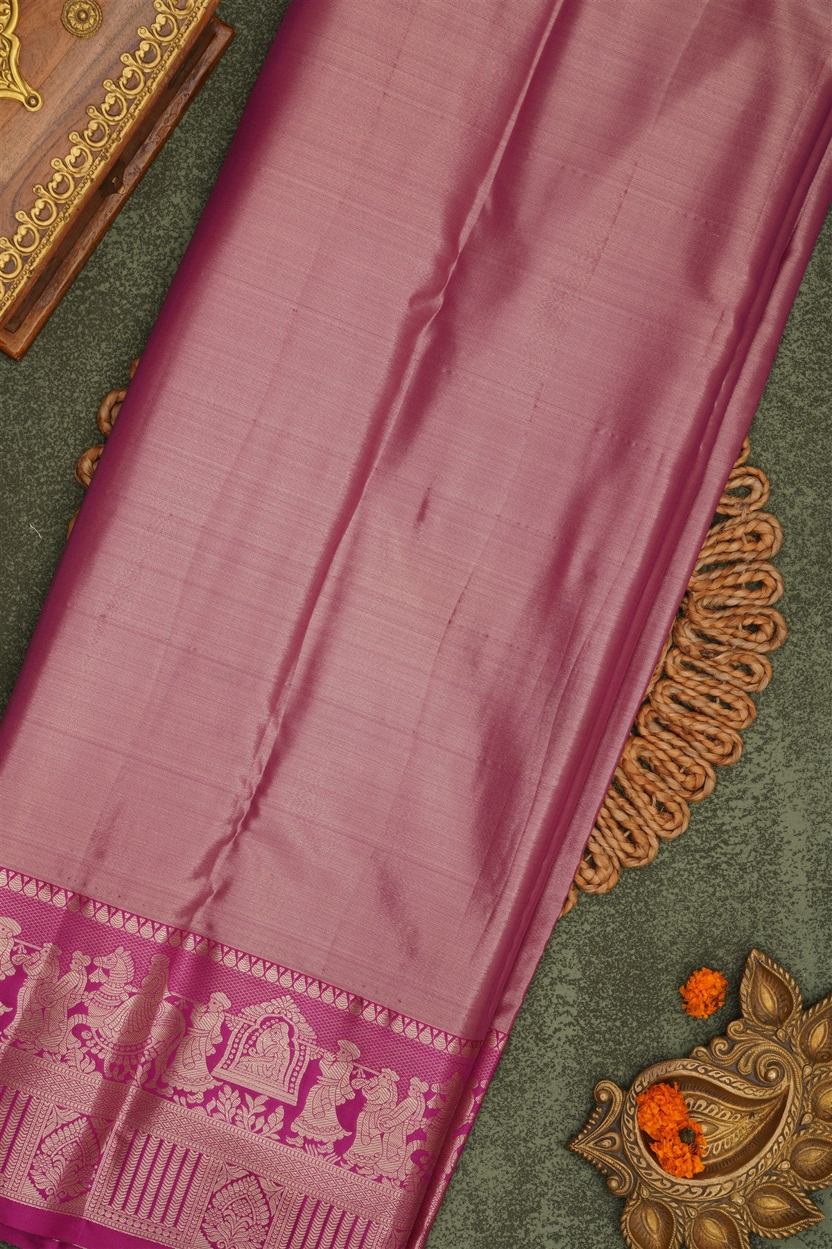 Semi Pattu Silk Blend Sea Green Saree
