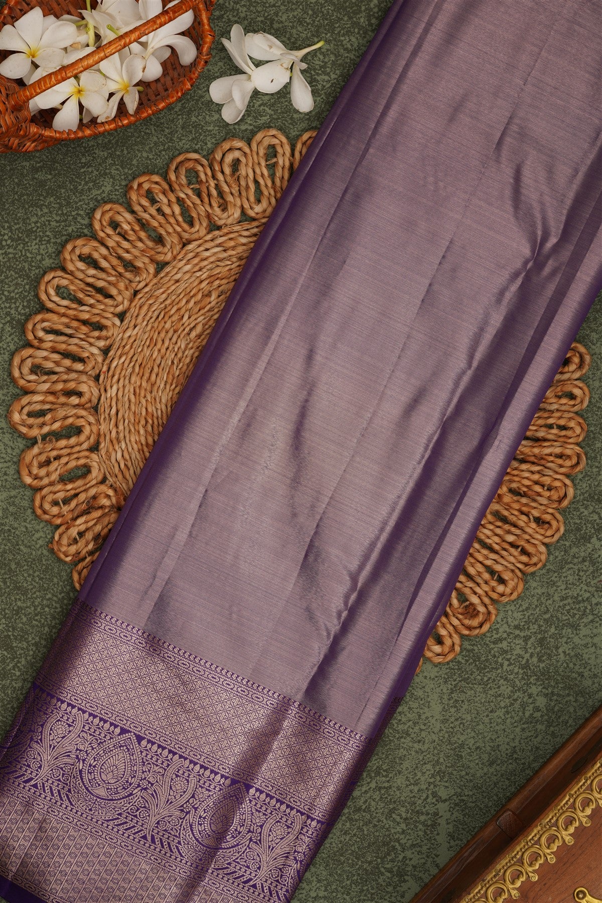 Semi Pattu Silk Blend Orange Saree
