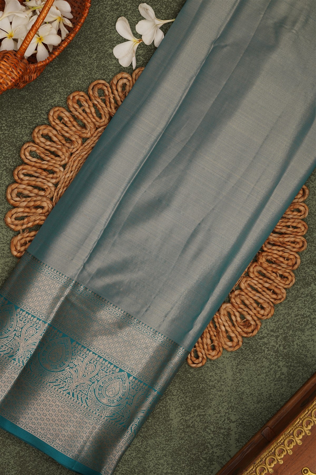 Semi Pattu Silk Blend Orange Saree