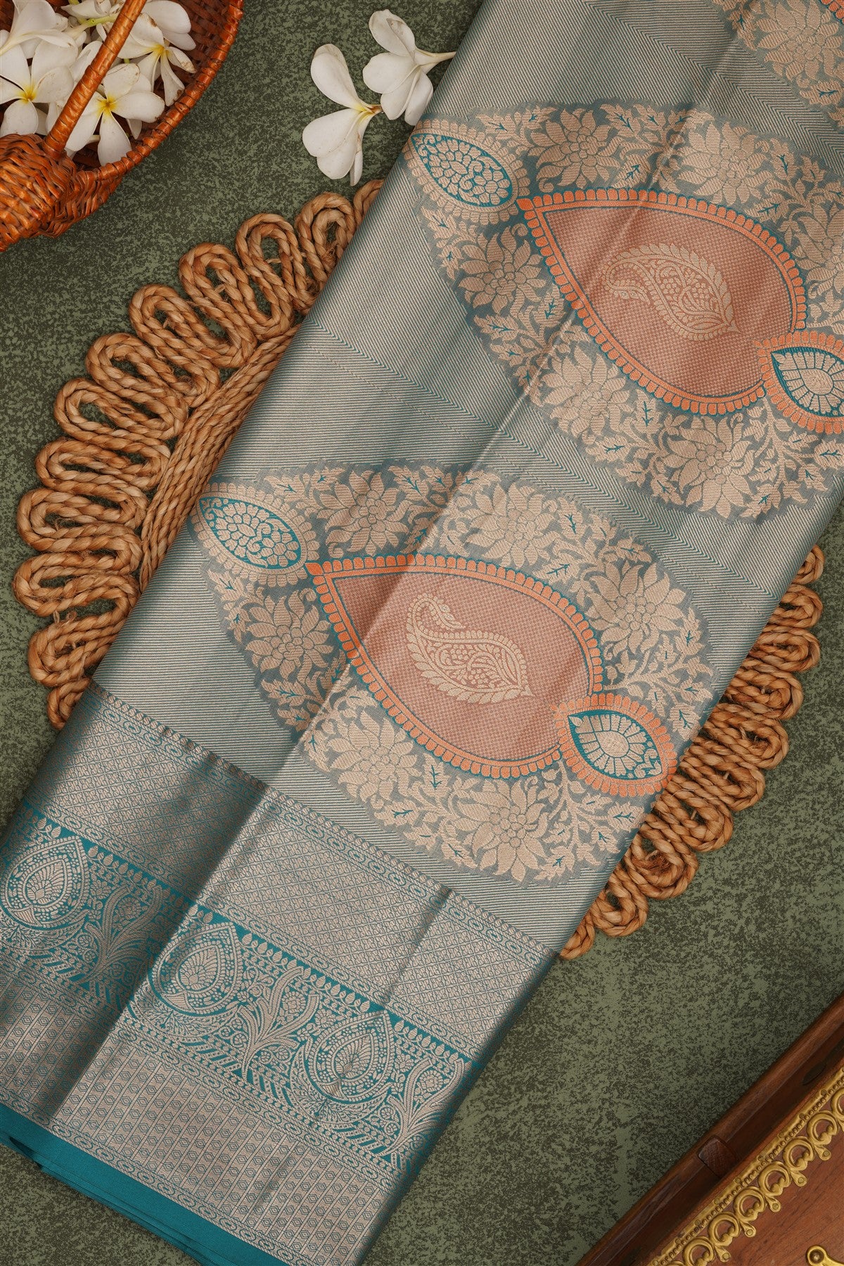 Semi Pattu Silk Blend Orange Saree
