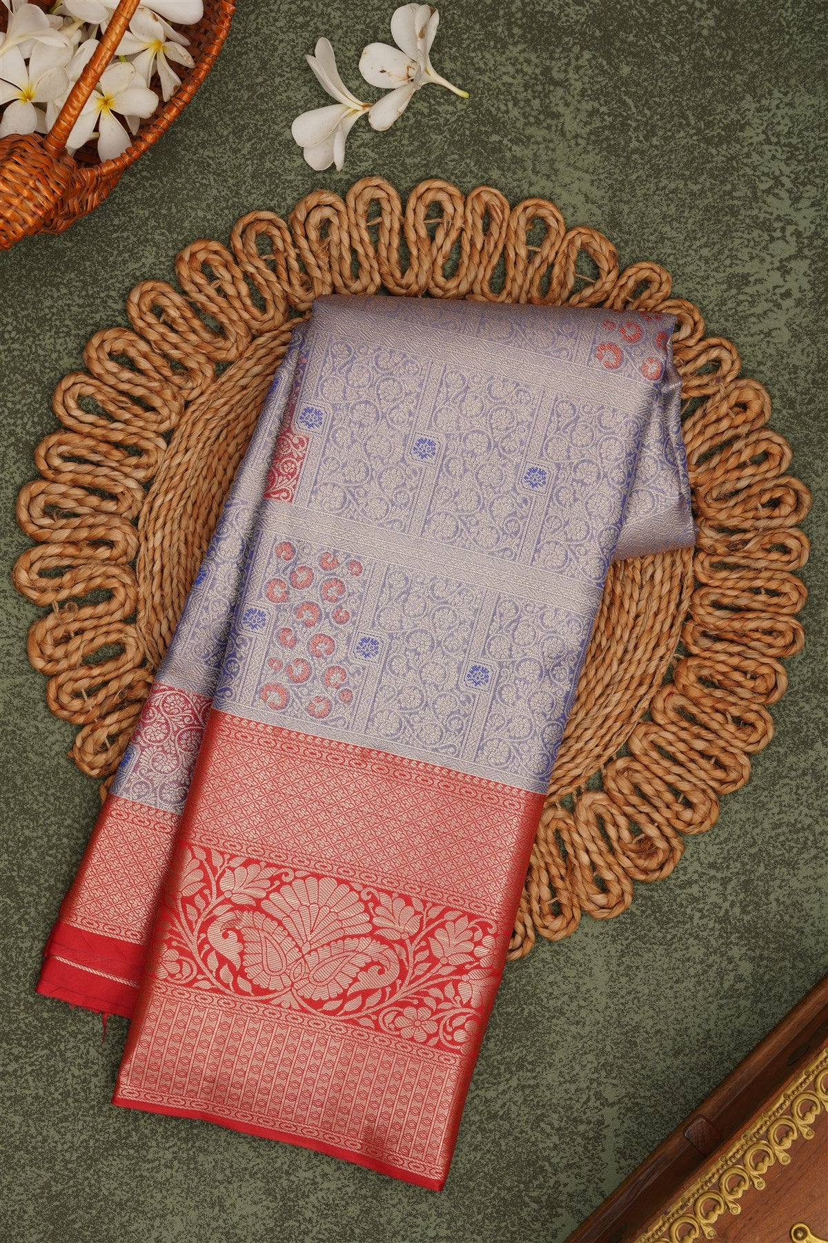 Semi Pattu Silk Blend Royal Blue Saree