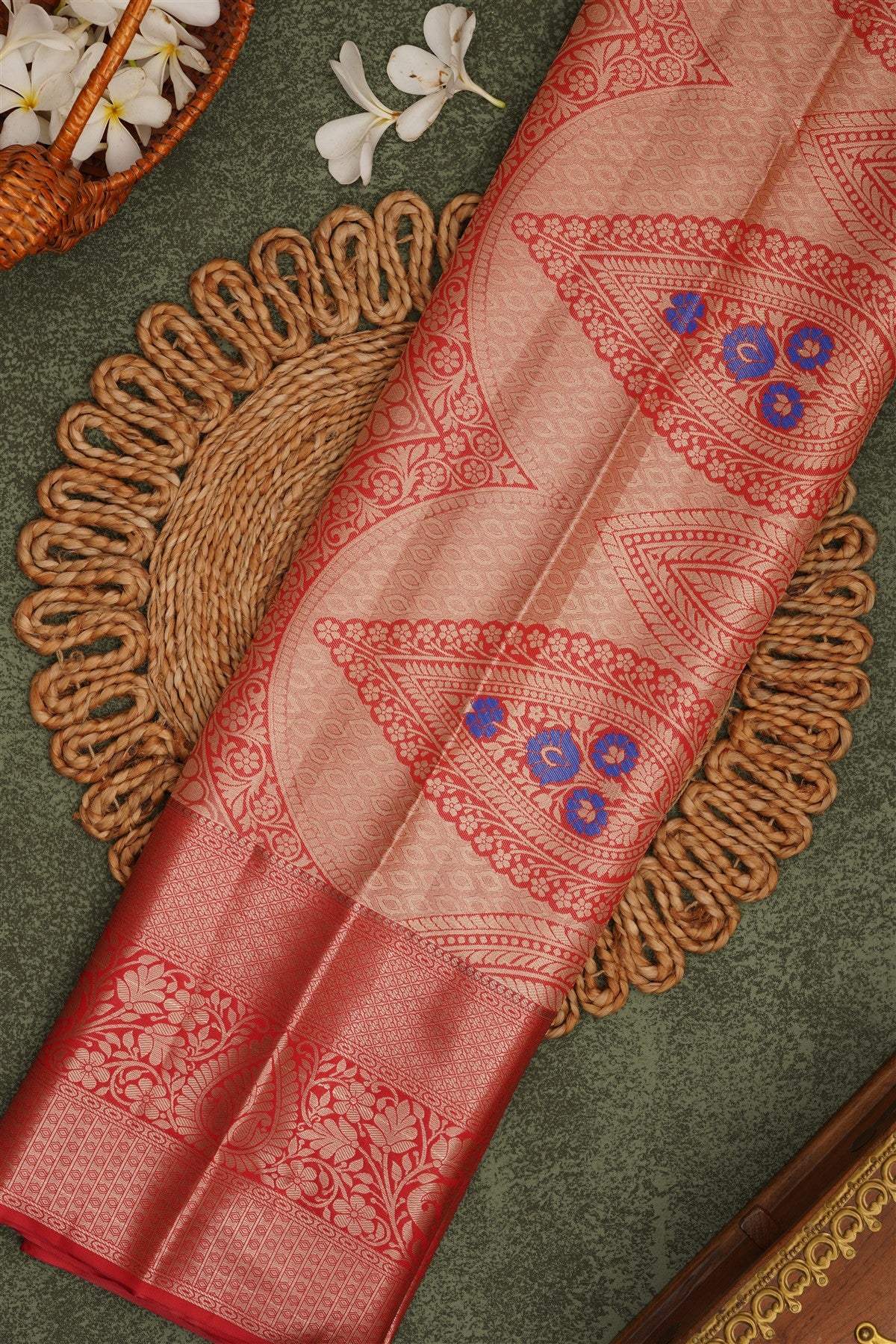 Semi Pattu Silk Blend Royal Blue Saree