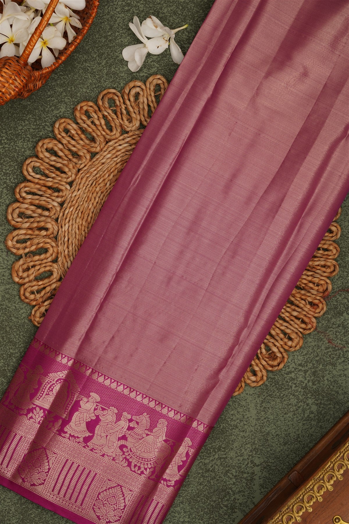 Semi Pattu Silk Blend Sea Green Saree
