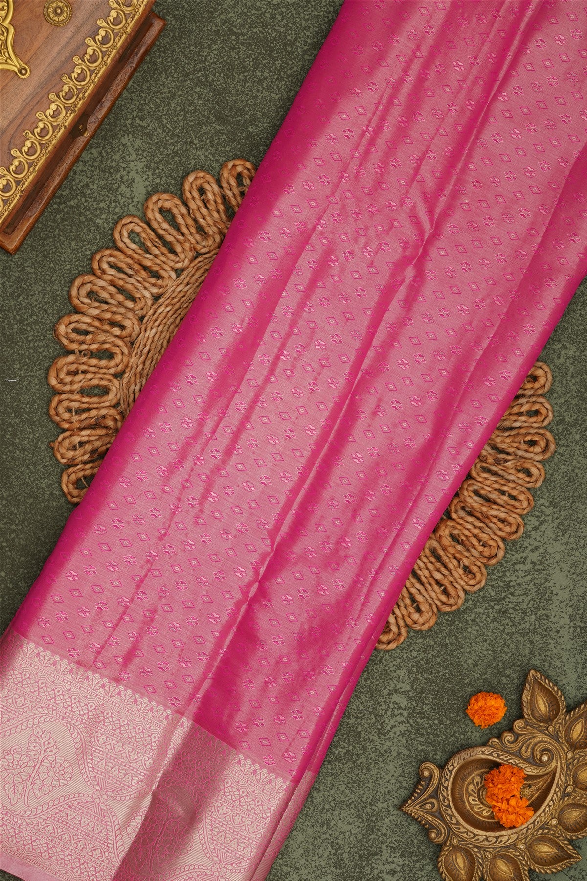 Semi Pattu Silk Blend Sky Blue Saree