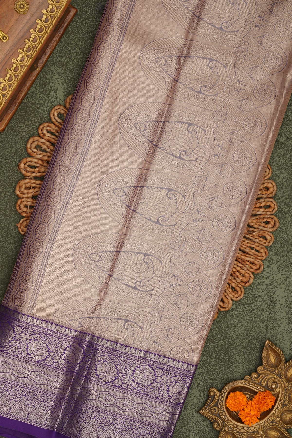 Semi Pattu Silk Blend Light Pink Saree