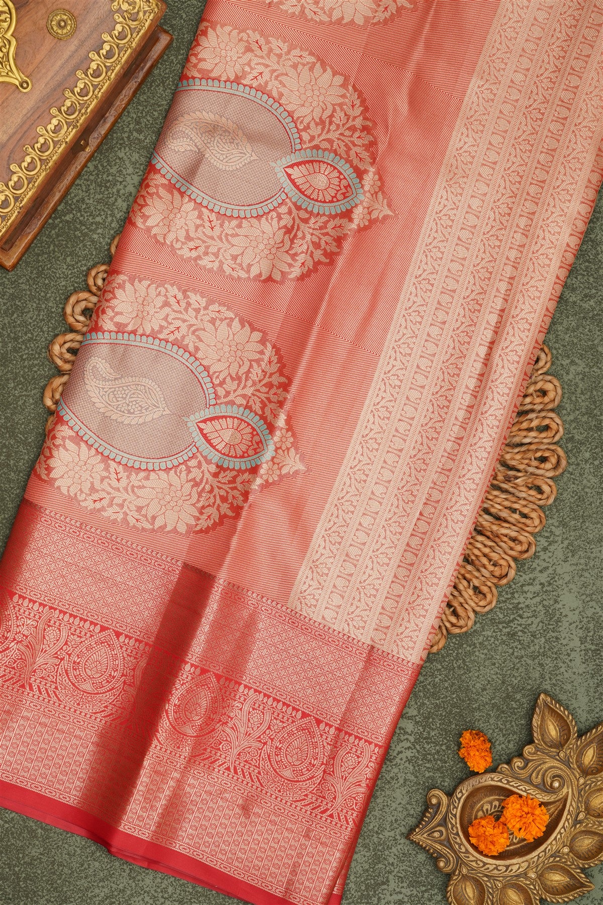 Semi Pattu Silk Blend Sea Blue Saree