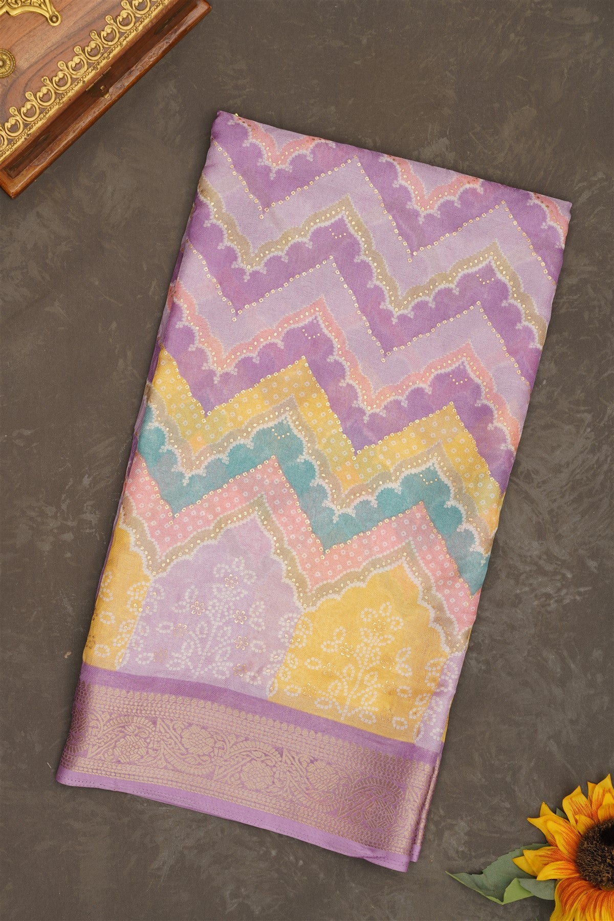 Fancy Georgette Lavender Saree