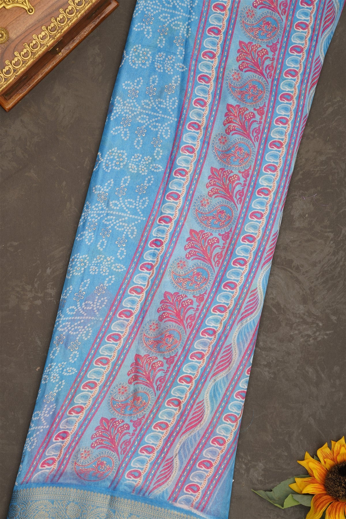 Fancy Georgette Light Blue Saree