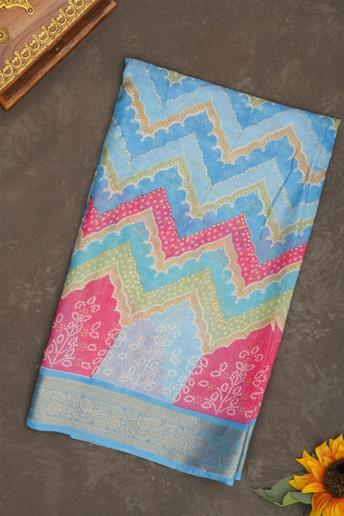 Fancy Georgette Light Blue Saree