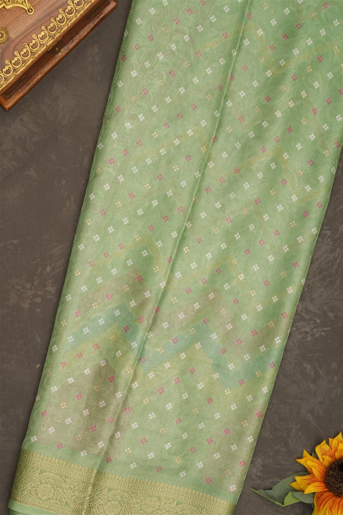 Fancy Georgette Light Green Saree
