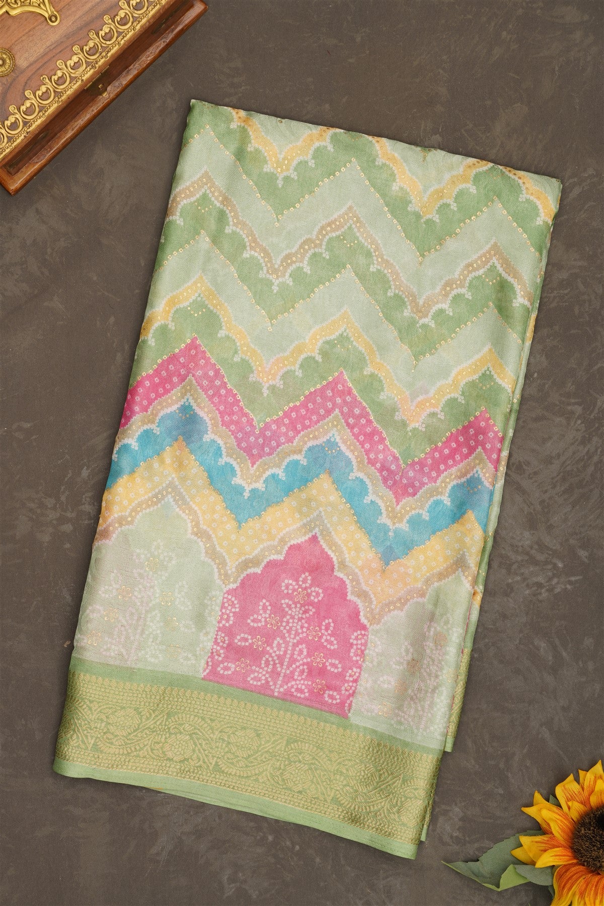 Fancy Georgette Light Green Saree