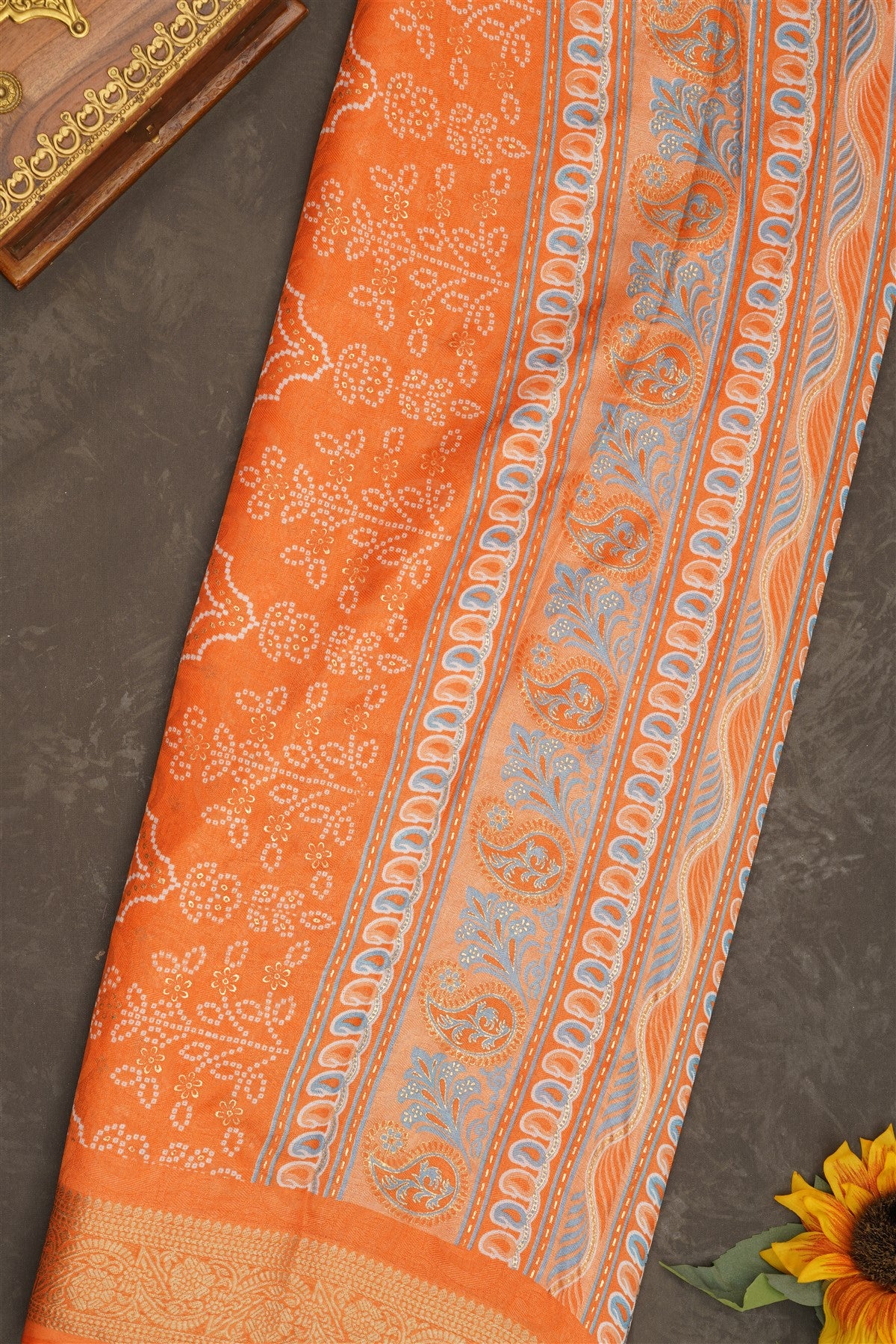Fancy Georgette Light Orange Saree