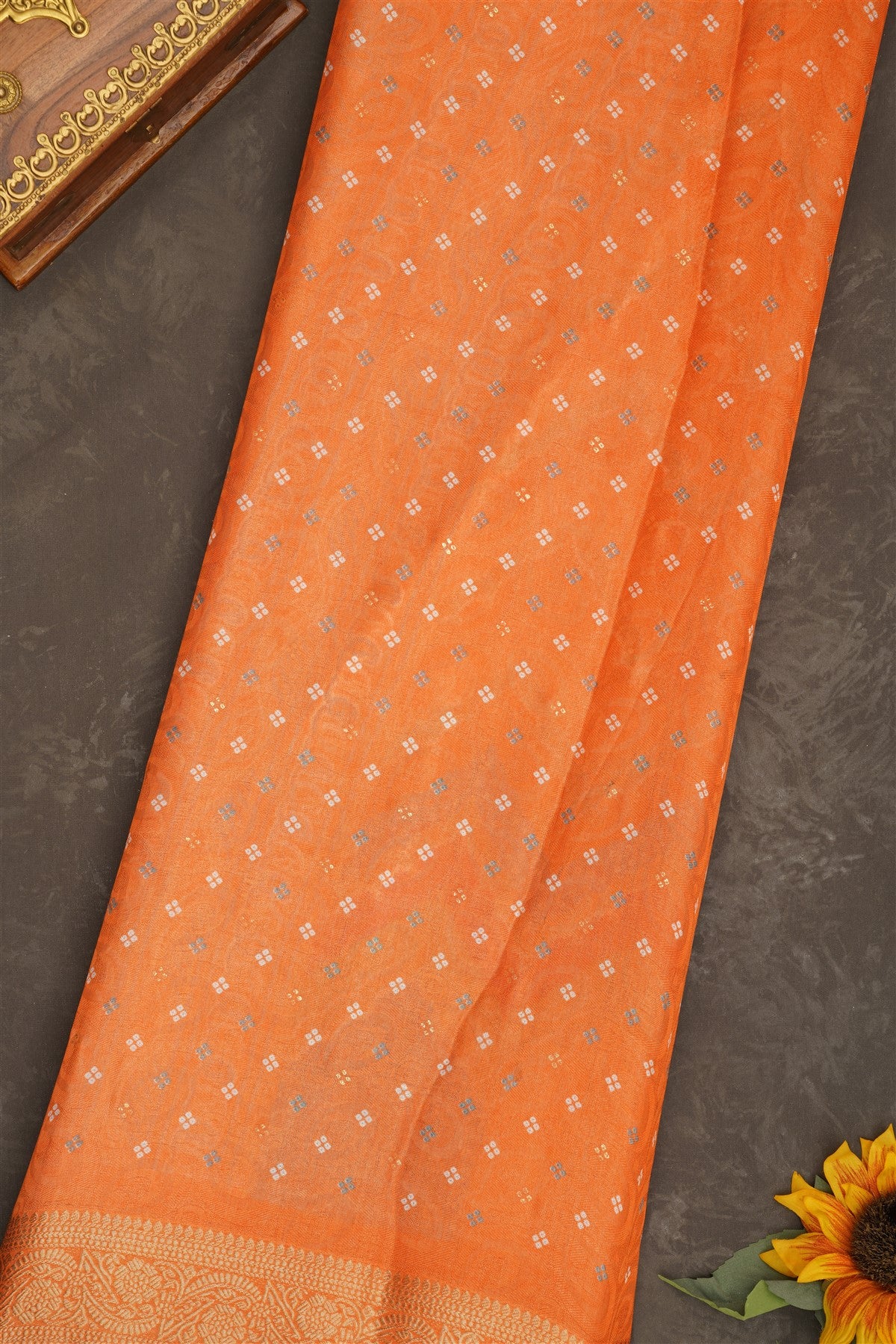 Fancy Georgette Light Orange Saree