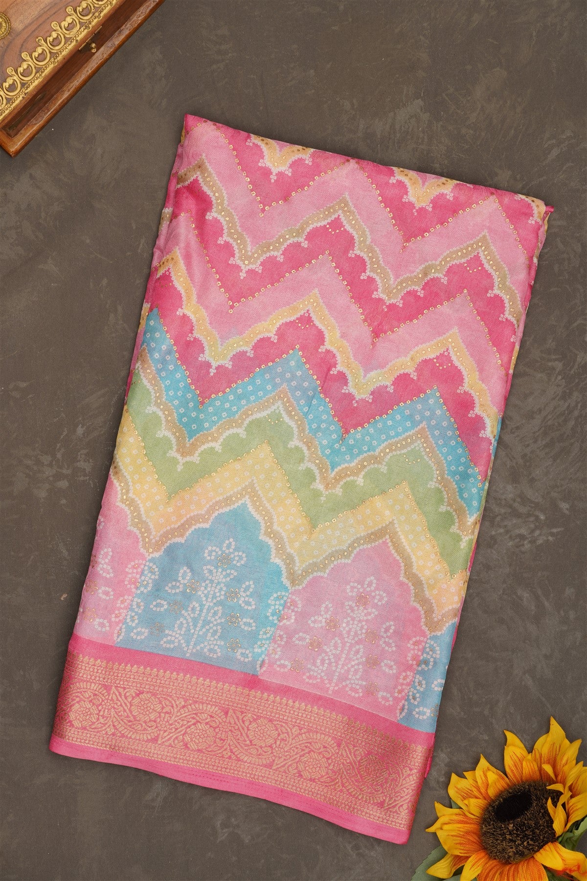Fancy Georgette Light Pink Saree