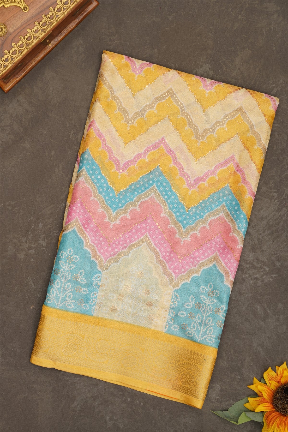 Fancy Georgette Light Yellow Saree
